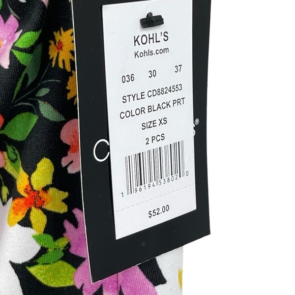 CUDDL DUDS Women’s Size XS Black Floral Pajamas cropped pant pajama set NWT - Picture 3 of 11